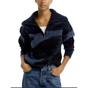 Aqua Bloomingdales Camo Pattern Quarter Zip Sweater XS NWT